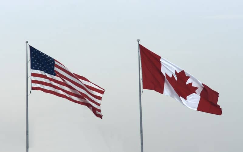 The US flag and Canada