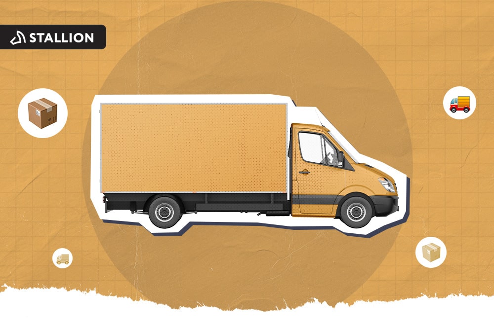 A yellow delivery van