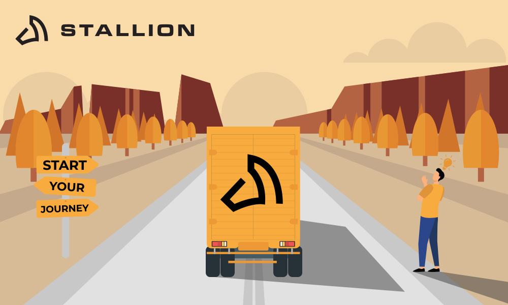 Stallion truck with "Start Your Journey" signage 