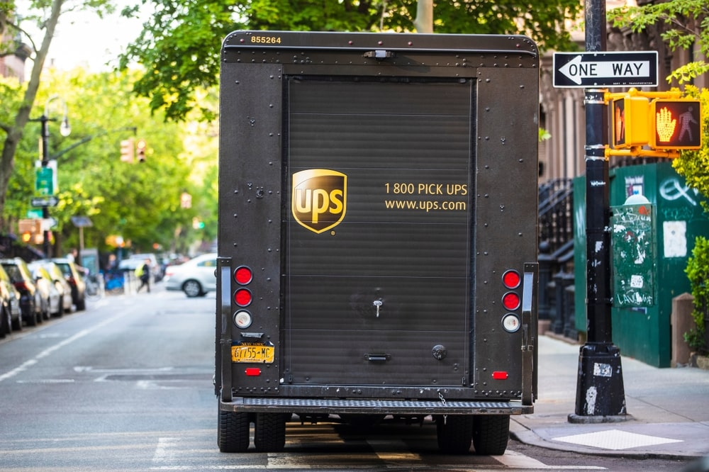 UPS delivery service vans in Canada