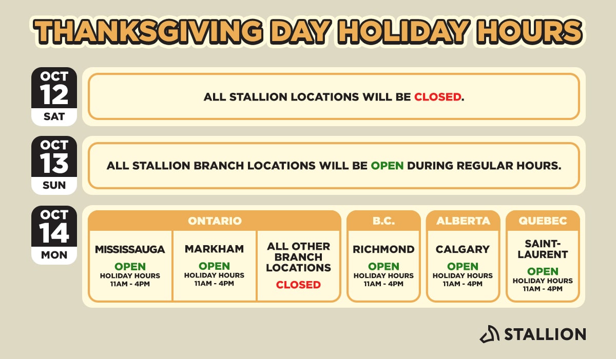 Thanksgiving Day Stallion Holiday Hours (2024) Stallion