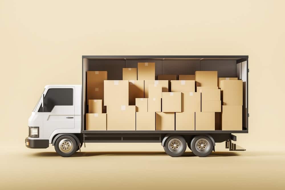 Packages inside a delivery truck