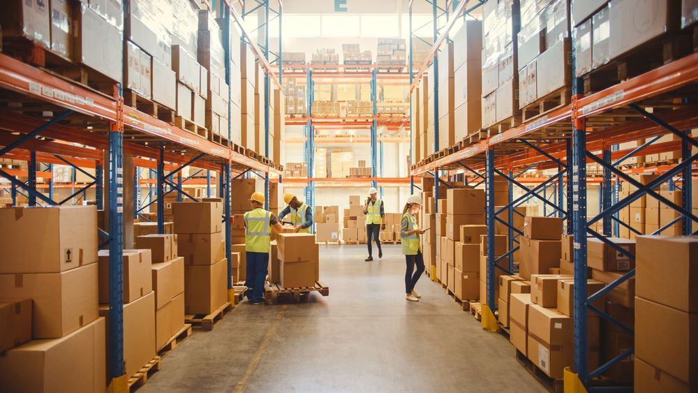 Warehouse staff checking packages