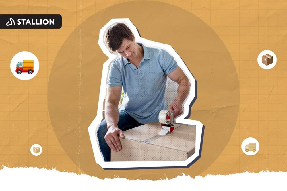 A man sealing a box