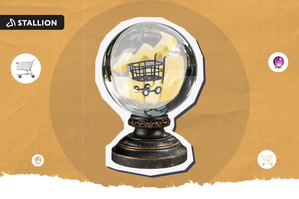 A crystal ball showing a shopping cart